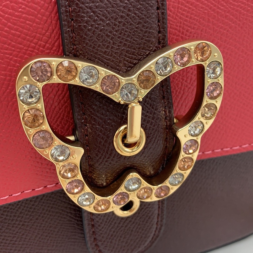 COACH Womens Gemma Crossbody In Colorblock Leather Color: Strawberry Haze/Cranb - Picture 4 of 16